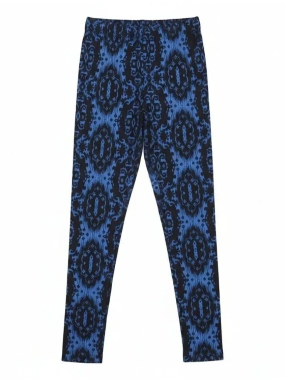 U2B Damask Ikat Print Slim Leg Pants Womens Size Small Blue Black Boho